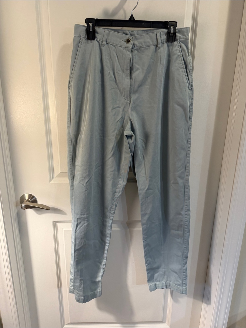 L.L. Bean Pale Blue Cropped Pleated Ankle Pants